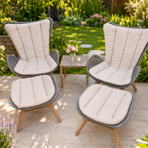 Supremo King two lounge chairs with footrests and side table