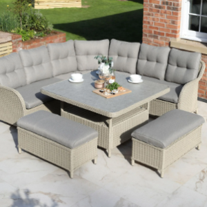 Supremo Cassano Curved Modular Set with 120cm square Lounge Dining Table